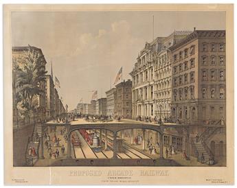 AUGUST WILL (1834-1910) Proposed Arcade Railway Under Broadway, View Near Wall Street. 1870.                                                     